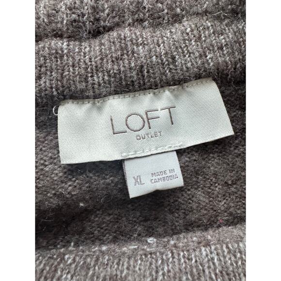 LOFT Outlet Brown Cowl Neck Sweater Size XL Soft Knit Tunic Pullover - Picture 3 of 9